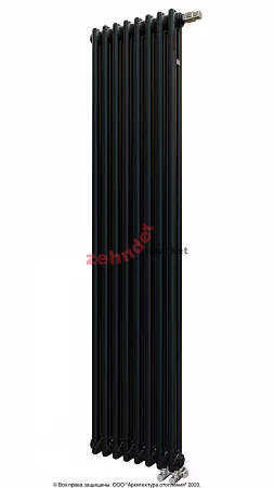 Вертикальный радиатор Zehnder Charleston Completto 2180/08 V001 1/2 RAL 9217 matt Чёрный нижнее подключение