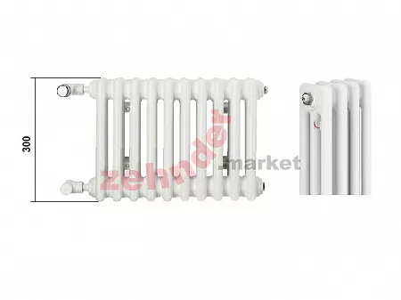 Радиатор Zehnder Charleston 3030/24 1270 3/4 RAL 9016 боковое подключение