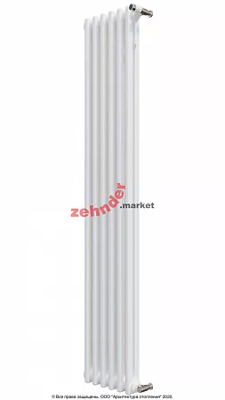 Вертикальный радиатор Zehnder Charleston 2180/06 1270 1/2 RAL 9016 боковое подключение (с кронштейнами CVD1+BH)