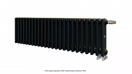 Радиатор Zehnder Charleston Completto 3030/24 V001 1/2 RAL 9217 matt цвет Черный нижнее подключение