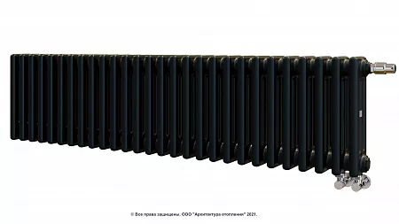 Радиатор Zehnder Charleston Completto 3030/28 V001 1/2 RAL 9217 matt цвет Черный нижнее подключение