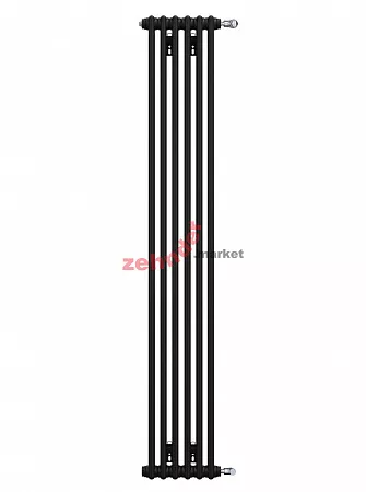 Вертикальный радиатор Zehnder Charleston 2180/06 1270 1/2 RAL 9217 matt цвет Чёрный боковое подключение (с кронштейнами CVD1+BH)