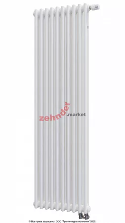 Вертикальный радиатор Zehnder Charleston Completto 2180/10 V001 1/2 RAL 9016 нижнее подключение (с кронштейнами CVD1+BH)