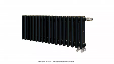 Радиатор Zehnder Charleston Completto 3030/18 V001 1/2 RAL 9217 matt цвет Черный нижнее подключение