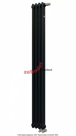 Вертикальный радиатор Zehnder Charleston Completto 2180/04 V001 1/2 RAL 9217 matt Чёрный нижнее подключение (с кронштейнами CVD1+BH)