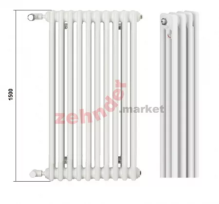 Радиатор Zehnder Charleston 3150/10 1270 3/4 RAL 9016 боковое подключение