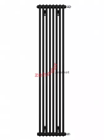 Вертикальный радиатор Zehnder Charleston 2180/08 1270 1/2 RAL 9217 matt цвет Чёрный боковое подключение (с кронштейнами CVD1+BH)