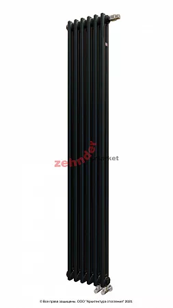 Вертикальный радиатор Zehnder Charleston Completto 2180/06 V001 1/2 RAL 9217 matt Чёрный нижнее подключение