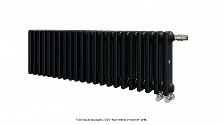 Радиатор Zehnder Charleston Completto 3030/22 V001 1/2 RAL 9217 matt цвет Черный нижнее подключение