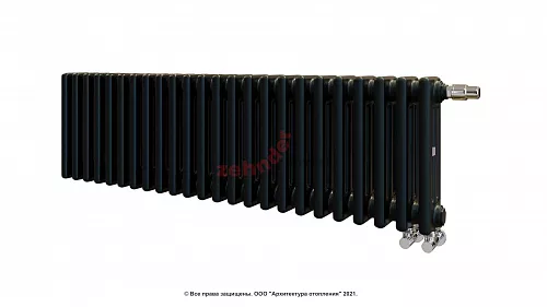 Радиатор Zehnder Charleston Completto 3030/24 V001 1/2 RAL 9217 matt цвет Черный нижнее подключение
