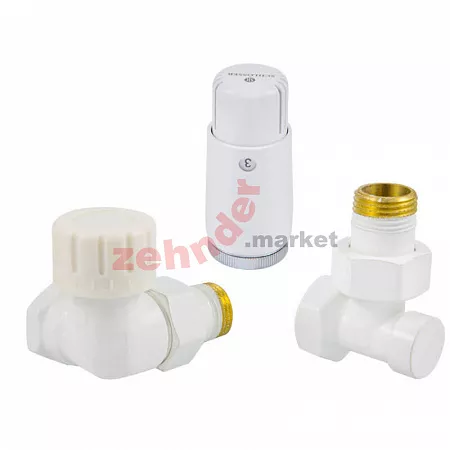 Комплект Schlosser DN15 GZ1/2 x GW1/2 трехосевой правый с термостатом Мини M30x1,5 цвет Белый (602200066)