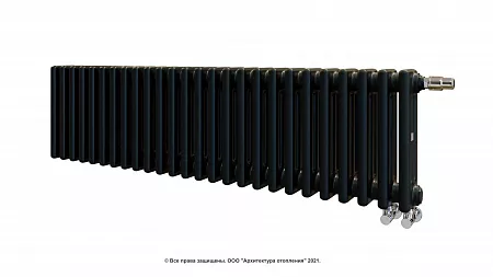 Радиатор Zehnder Charleston Completto 3030/26 V001 1/2 RAL 9217 matt цвет Черный нижнее подключение