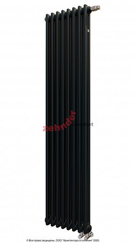 Вертикальный радиатор Zehnder Charleston Completto 2180/08 V001 1/2 RAL 9217 matt Чёрный нижнее подключение