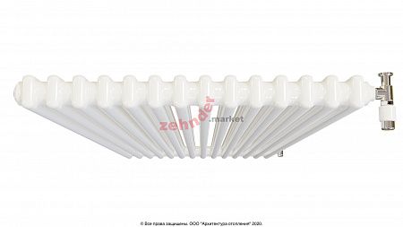 Вертикальный радиатор Zehnder Charleston 2180/14 1270 1/2 RAL 9016 боковое подключение (с кронштейнами CVD1+BH)
