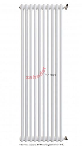 Вертикальный радиатор Zehnder Charleston 2180/10 1270 3/4 RAL 9016 боковое подключение