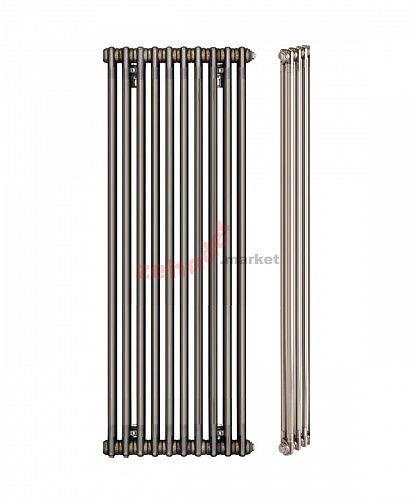 Вертикальный радиатор Zehnder Charleston 2200/10 3370 1/2 Technoline 0325 TL нижнее подключение без термоклапана (с кронштейнами SMB2T)