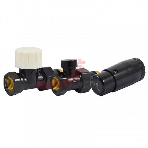 Комплект Schlosser DN15 GZ1/2 x GW1/2 прямой с термостатом Мини M30x1,5 цвет Черный (602200057 Ral 9005)