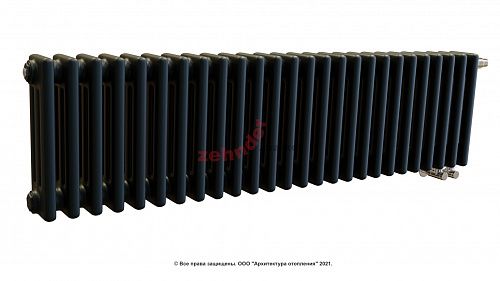 Радиатор Zehnder Charleston Completto 3030/26 V001 1/2 RAL 9217 matt цвет Черный нижнее подключение