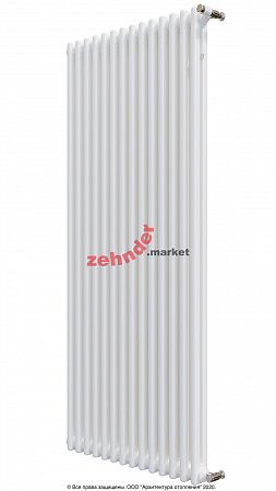 Вертикальный радиатор Zehnder Charleston 2180/14 1270 1/2 RAL 9016 боковое подключение (с кронштейнами CVD1+BH)