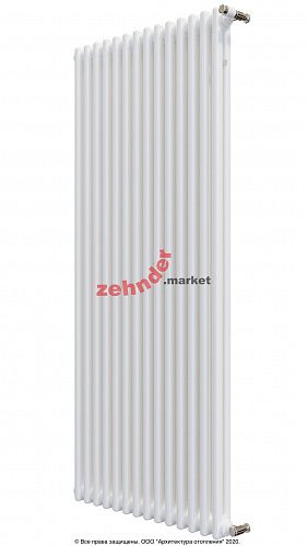 Вертикальный радиатор Zehnder Charleston 2180/14 1270 1/2 RAL 9016 боковое подключение (с кронштейнами CVD1+BH)