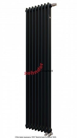 Вертикальный радиатор Zehnder Charleston Completto 2180/08 V001 1/2 RAL 9217 matt Чёрный нижнее подключение (с кронштейнами CVD1+BH)