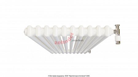 Вертикальный радиатор Zehnder Charleston 2180/10 1270 1/2 RAL 9016 боковое подключение (с кронштейнами CVD1+BH)