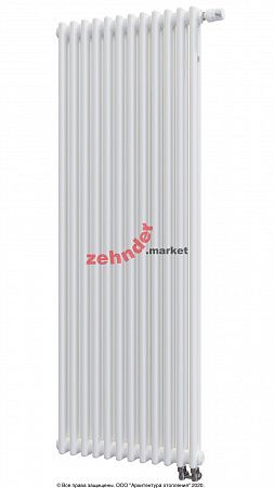 Вертикальный радиатор Zehnder Charleston Completto 2180/12 V001 1/2 RAL 9016 нижнее подключение (с кронштейнами CVD1+BH)