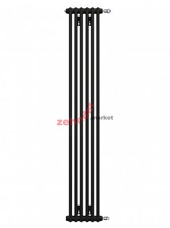 Вертикальный радиатор Zehnder Charleston 2180/06 1270 1/2 RAL 9217 matt цвет Чёрный боковое подключение (с кронштейнами CVD1+BH)