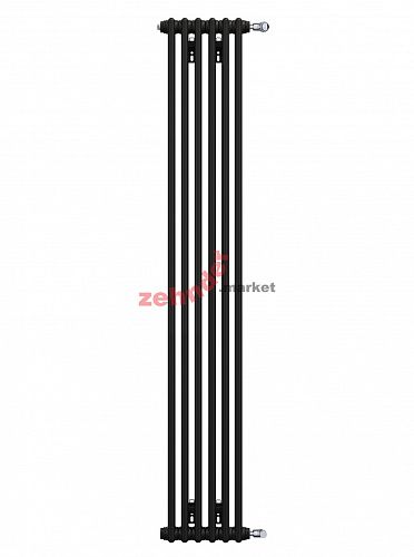 Вертикальный радиатор Zehnder Charleston 2180/06 1270 1/2 RAL 9217 matt цвет Чёрный боковое подключение (с кронштейнами CVD1+BH)