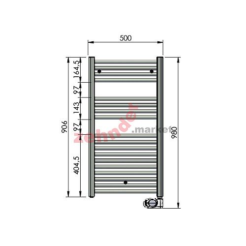 Электрический полотенцесушитель Zehnder Aura PBEZ-090-050/MQ RAL 9016/патрон Musa RAL 9016