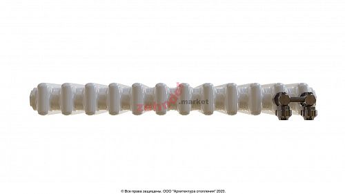 Вертикальный радиатор Zehnder Charleston Completto 2180/12 V001 1/2 RAL 9016 нижнее подключение