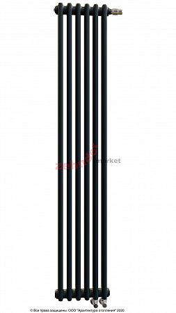 Вертикальный радиатор Zehnder Charleston Completto 2180/06 V001 1/2 RAL 9217 matt Чёрный нижнее подключение