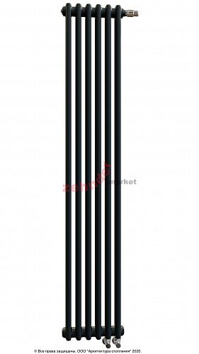 Вертикальный радиатор Zehnder Charleston Completto 2180/06 V001 1/2 RAL 9217 matt Чёрный нижнее подключение