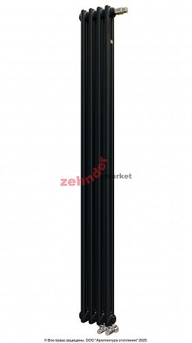 Вертикальный радиатор Zehnder Charleston Completto 2180/04 V001 1/2 RAL 9217 matt Чёрный нижнее подключение