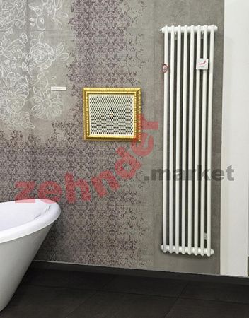 Вертикальный радиатор Zehnder Charleston 2180/12 1270 1/2 RAL 9016 боковое подключение (с кронштейнами CVD1+BH)