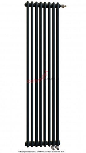 Вертикальный радиатор Zehnder Charleston Completto 2180/08 V001 1/2 RAL 9217 matt Чёрный нижнее подключение