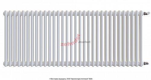 Радиатор Zehnder Charleston 2050/32 1270 1/2 RAL 9016 боковое подключение (с кронштейнами CVD1+BH)