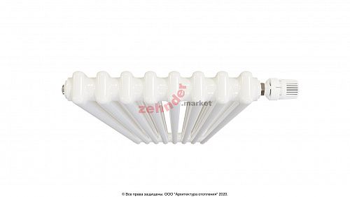 Вертикальный радиатор Zehnder Charleston Completto 2180/08 V001 1/2 RAL 9016 нижнее подключение (с кронштейнами CVD1+BH)