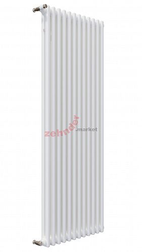 Вертикальный радиатор Zehnder Charleston 2200/12 1270 1/2 RAL 9016 боковое подключение (с кронштейнами SMB2T)