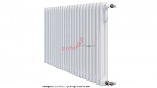 Радиатор Zehnder Charleston 2050/24 1270 1/2 RAL 9016 боковое подключение (с кронштейнами CVD1+BH)