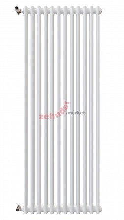 Вертикальный радиатор Zehnder Charleston 2200/12 1270 1/2 RAL 9016 боковое подключение (с кронштейнами SMB2T)