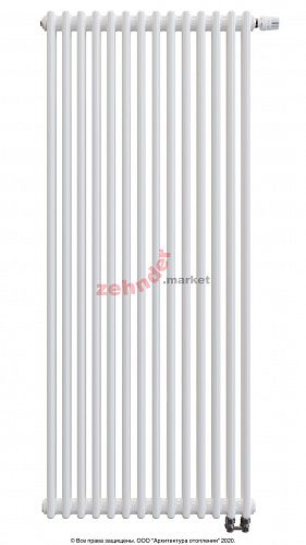 Вертикальный радиатор Zehnder Charleston Completto 2180/14 V001 1/2 RAL 9016 нижнее подключение