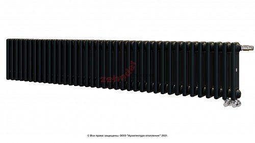 Радиатор Zehnder Charleston Completto 3030/38 V001 1/2 RAL 9217 matt цвет Черный нижнее подключение