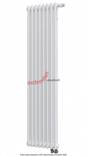 Вертикальный радиатор Zehnder Charleston Completto 2180/08 V001 1/2 RAL 9016 нижнее подключение