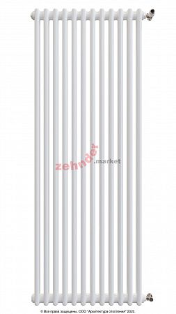 Вертикальный радиатор Zehnder Charleston 2180/12 1270 1/2 RAL 9016 боковое подключение (с кронштейнами CVD1+BH)