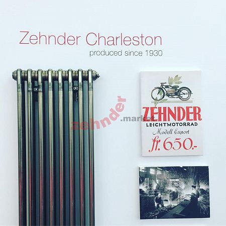 Вертикальный радиатор Zehnder Charleston 2180/12 1270 1/2 Technoline 0325 TL боковое подключение (с кронштейнами CVD1+BH)