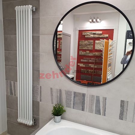 Вертикальный радиатор Zehnder Charleston 2180/12 1270 1/2 RAL 9016 боковое подключение (с кронштейнами CVD1+BH)