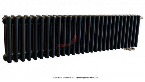 Радиатор Zehnder Charleston Completto 3030/28 V001 1/2 RAL 9217 matt цвет Черный нижнее подключение