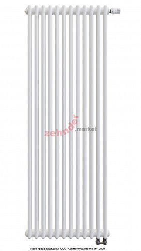 Вертикальный радиатор Zehnder Charleston Completto 2180/12 V001 1/2 RAL 9016 нижнее подключение