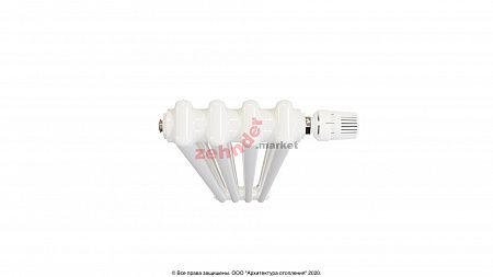 Вертикальный радиатор Zehnder Charleston Completto 2180/04 V001 1/2 RAL 9016 нижнее подключение